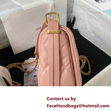 Chanel Lambskin  &  Gold-Tone Metal Mini Flap Bag AS4340 Pink 2023